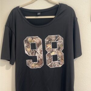 Black Graphic T-Shirt with Camo Numbers
